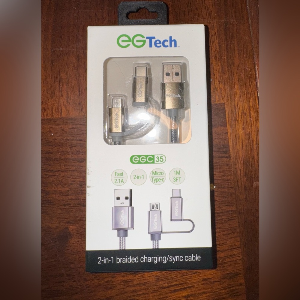 Gold 2-in-1 Braided Charging Cable